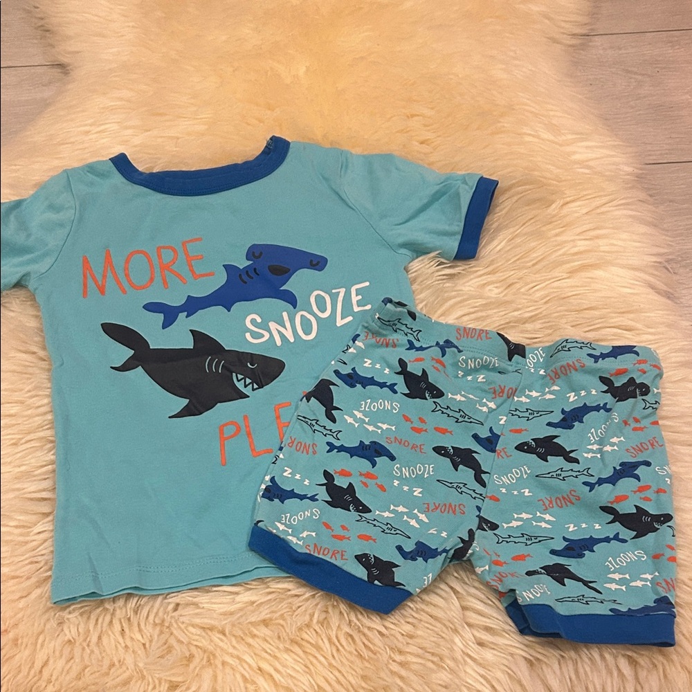 Joe Fresh Teal Shark Print Kids Pajama Set